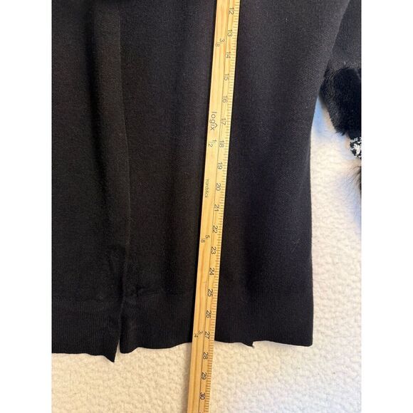 Molly Bracken Open Front Black Cardigan Sweater Sequin Furry Sleeve Size Small - Picture 3 of 7